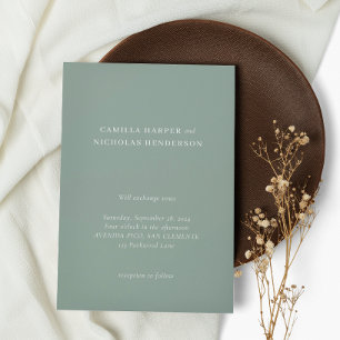 Classic Sage Green Minimalistisch Simple Wedding Einladung
