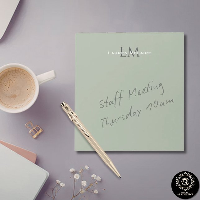 Classic Sage Green Monogram Branding Design Notizblock (Classic Sage Green Monogram Branding Design Notepad
)