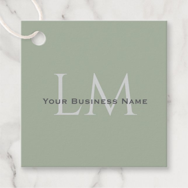 Classic Sage Green Monogram Business Branding Geschenkanhänger (Vorderseite)