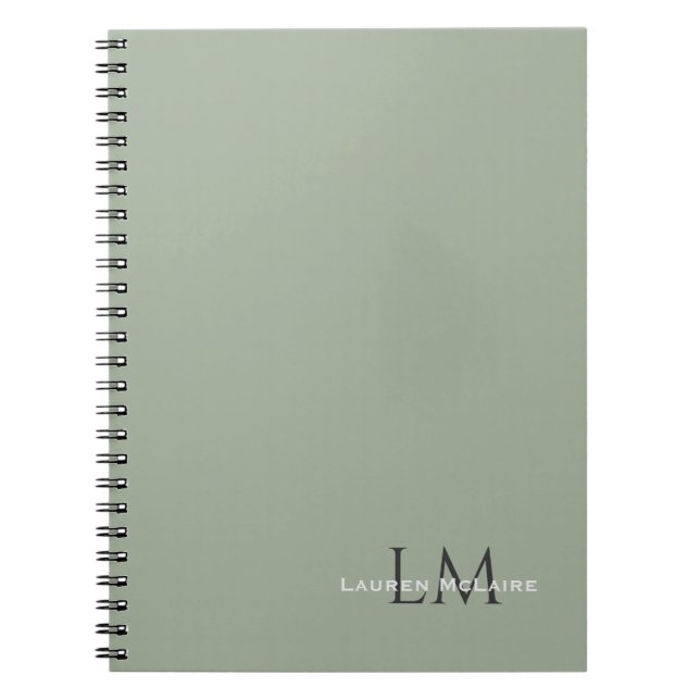 Classic Sage Green Monogram Stationery Notizblock (Vorderseite)