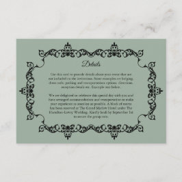Classic Sage Green Ornately Framed Wedding Begleitkarte