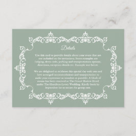 Classic Sage Green Ornately Framed Wedding Begleitkarte