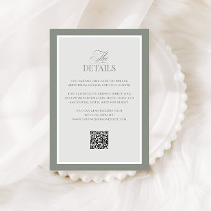 Classic Sage Green   QR Code Wedding Guest Details Begleitkarte