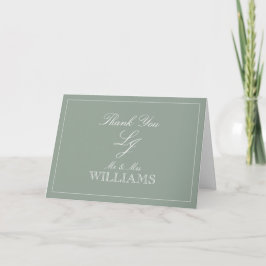 Classic Sage Green Script Monogram Foto Vielen Dan Karte
