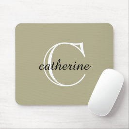 Classic Sage Green Script Monogram Mousepad