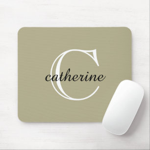 Classic Sage Green Script Monogram Mousepad