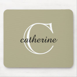 Classic Sage Green Script Monogram Mousepad