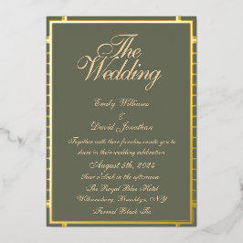 Classic Sage Green und Golden Folieneinladung