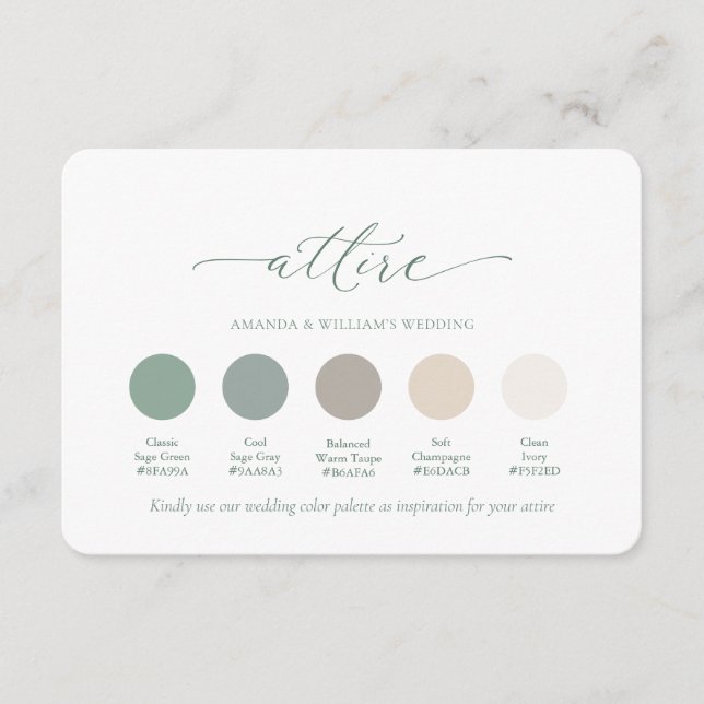 Classic Sage Green Wedding Attire Card Einladung (Vorderseite)