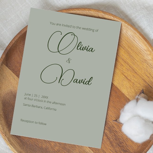 Classic Sage Green Wedding Einladung (Von Creator hochgeladen)