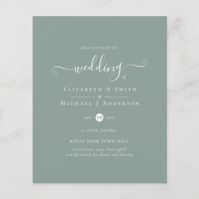 Classic SAGE GREEN Wedding Lowest Budget Flyer (Vorne)