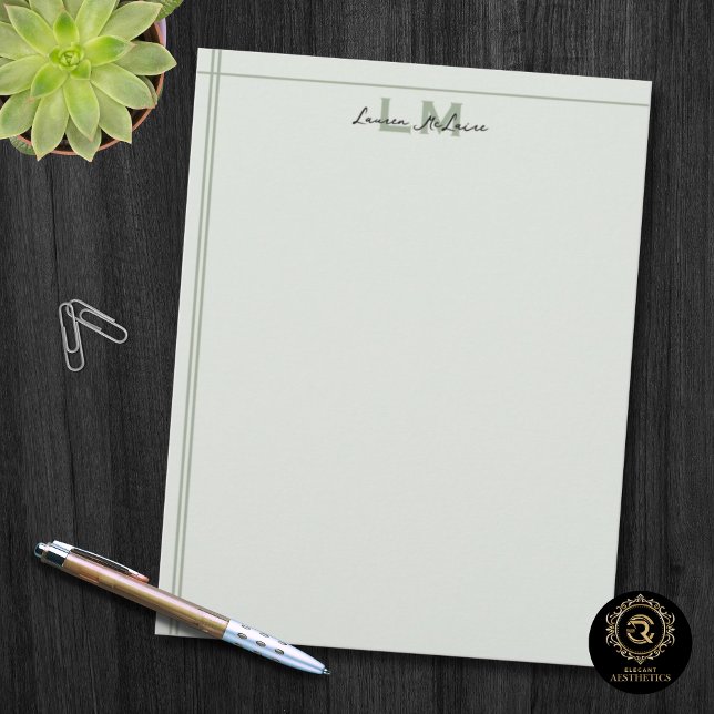 Classic Sage Monogram Business Branding Briefbogen (Letterhead)