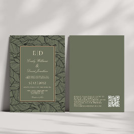 Classic Sage Monogram Elegant QR Einladung