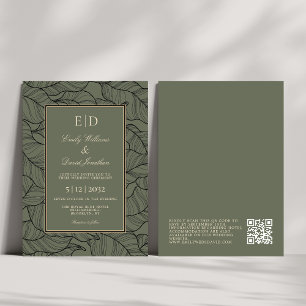 Classic Sage Monogram Elegant QR Einladung