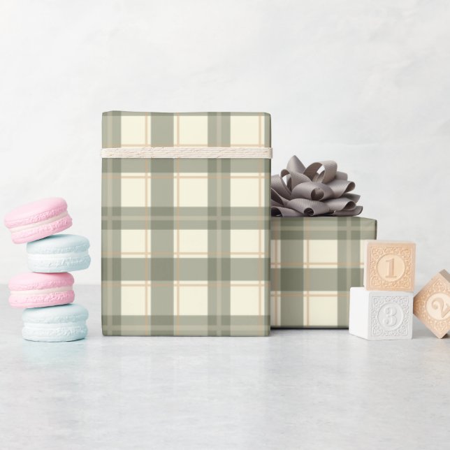 Classic Sage Tartan Wrapping Paper Geschenkpapier (Babyparty)
