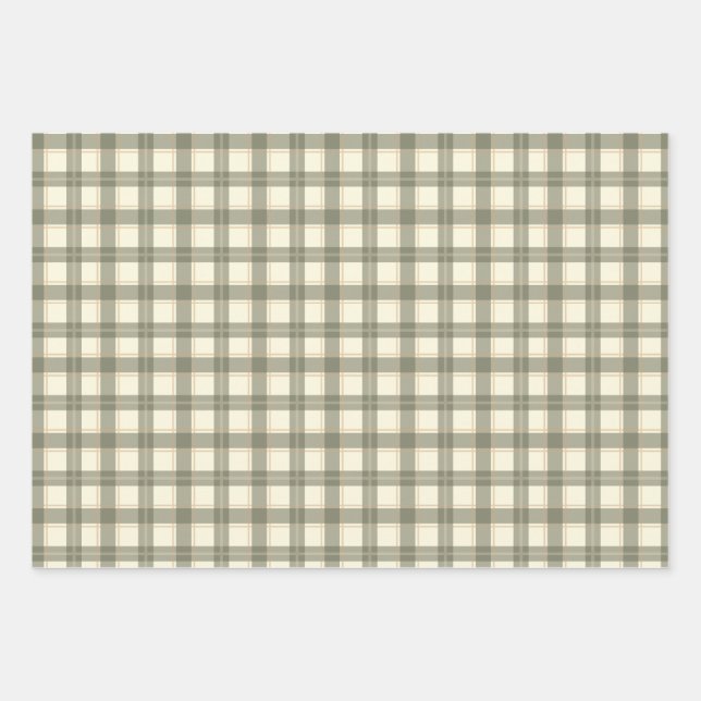 Classic Sage Tartan Wrapping Paper Sheet Set Geschenkpapier Set (Vorderseite)