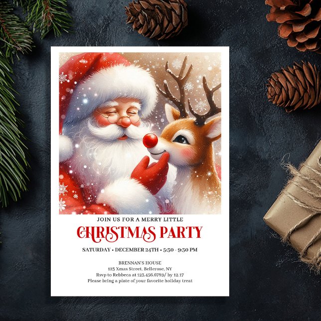 Classic Santa and Rudolph Festive Christmas Party  Einladung (Classic Santa and Rudolph Festive Christmas Party Invitation

)
