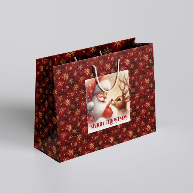 Classic Santa and Rudolph Kids Christmas Gift Bag  Große Geschenktüte (Classic Santa and Rudolph Kids Christmas Gift Bag Fun

)