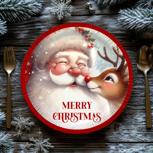Classic Santa and Rudolph Kids Christmas Plates Pappteller (Classic Santa and Rudolph Kids Christmas Paper Plates

)