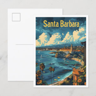 Classic Santa Barbara USA Retro Vintage Travel Postkarte