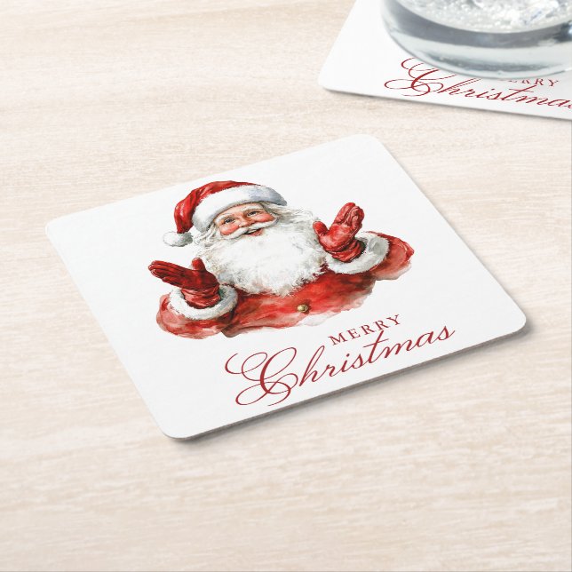Classic Santa Claus Frohe Weihnachten Rechteckiger Pappuntersetzer (angewinkelt)