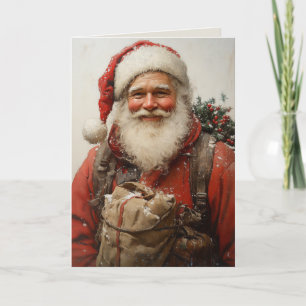 Classic Santa Claus Heartwarming Weihnachten Kunst Karte
