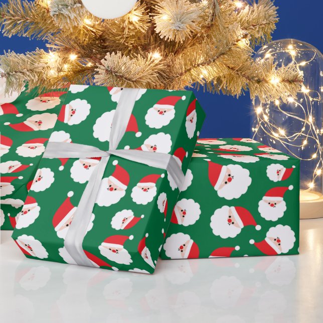 Classic Santa Claus Minimalistisch Green nahtlos Geschenkpapier (Feiertage)