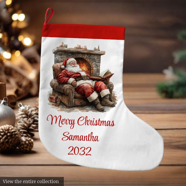 Classic Santa Claus Modern Cozy Christmas Stocking Großer Weihnachtsstrumpf (Classic Santa Claus Modern Cozy Christmas Stocking)