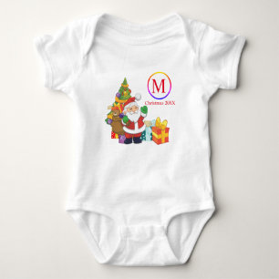 Classic Santa Claus Monogram Weihnachten Baby Strampler