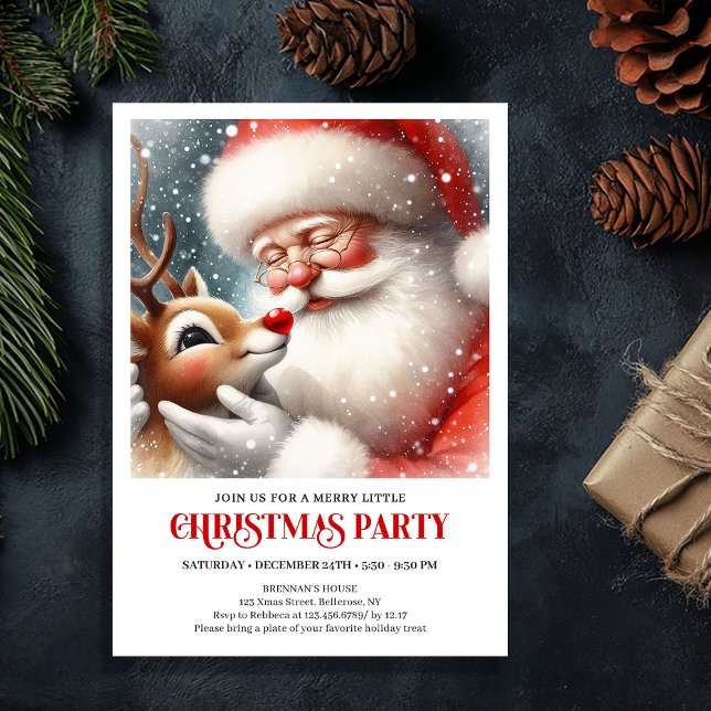 Classic Santa Claus Rudolph Holiday Joy Celebrate Einladung (Classic Santa Claus Rudolph Holiday Joy Celebration Invitation

)
