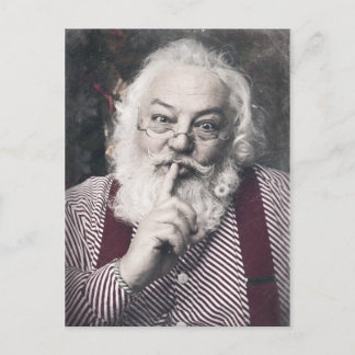 Classic Santa Claus telling you to be quiet Feiertagspostkarte