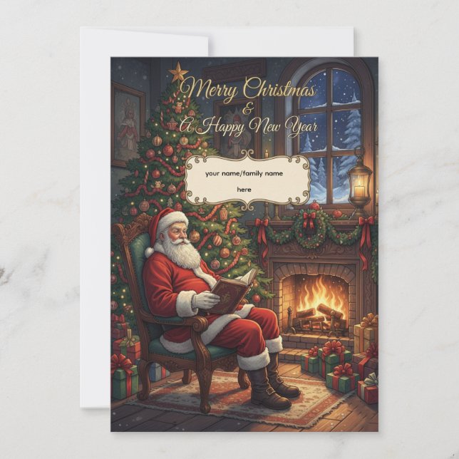 Classic Santa Claus & Warm Candlelight Personalize (Vorderseite)