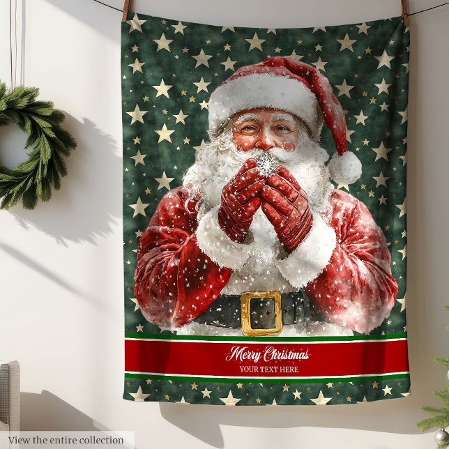Classic Santa Claus Watercolor Holiday Blanket Fleecedecke (Classic Santa Claus Watercolor Holiday Blanket)