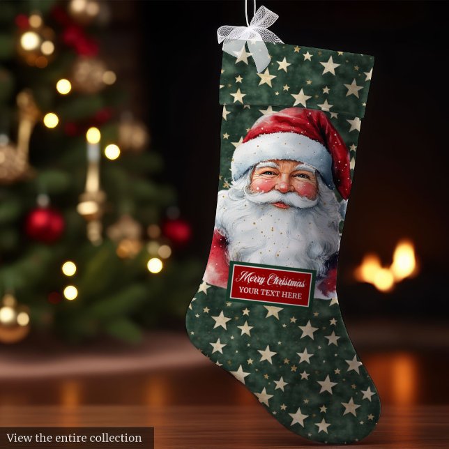 Classic Santa Claus Weihnachten Strumpf Individuel Großer Weihnachtsstrumpf (Classic Santa Claus Christmas Stocking Custom Name)