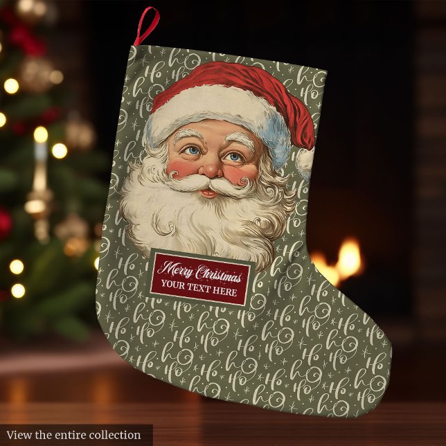Classic Santa Claus Weihnachten Strumpf Retro Chic Großer Weihnachtsstrumpf (Classic Santa Claus Christmas Stocking Retro Chic)