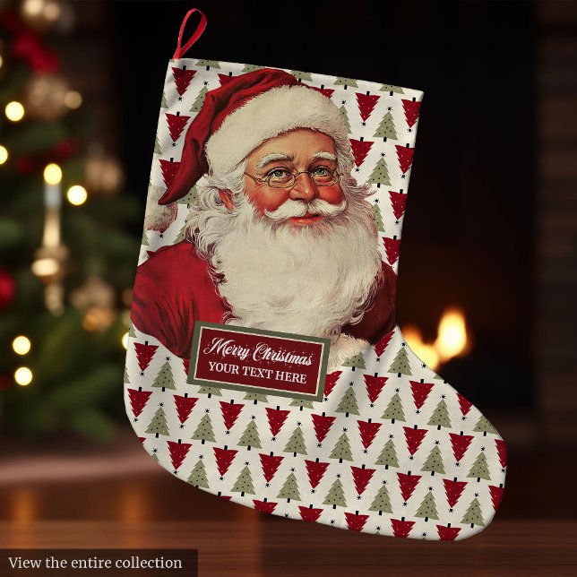 Classic Santa Claus Weihnachten Strumpf Retro Chic Großer Weihnachtsstrumpf (Classic Santa Claus Christmas Stocking Retro Chic)