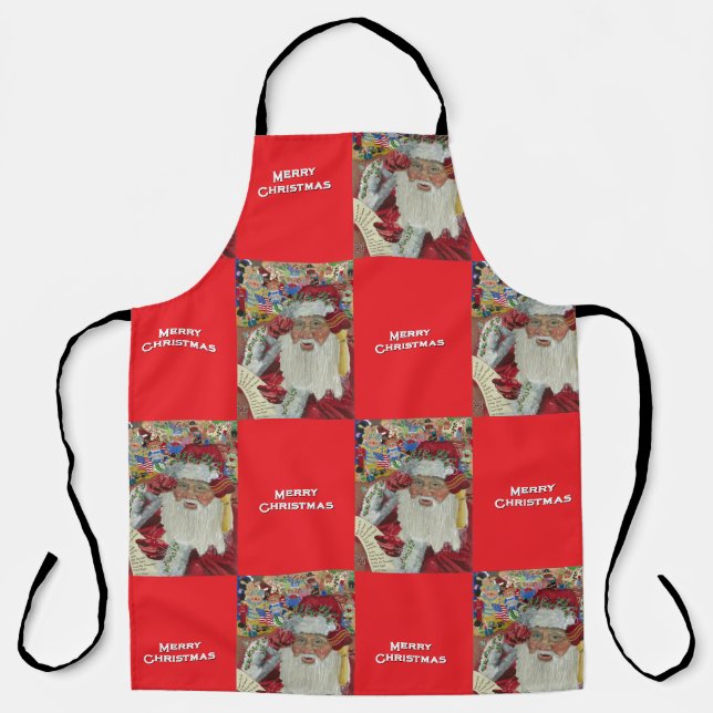 Classic Santa Red überprüft es zweimal im Urlaub Schürze (Vorderseite)