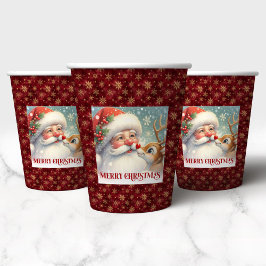 Classic Santa Rudolph Cute Christmas Paper Cup Art Pappbecher