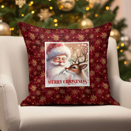 Classic Santa Rudolph Pillow Merry Xmas Warmth Kissen