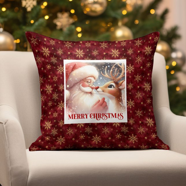 Classic Santa Rudolph Xmas Pillow Cute Holiday Joy Kissen (Classic Santa Rudolph Xmas Pillow Cute Holiday Joy)