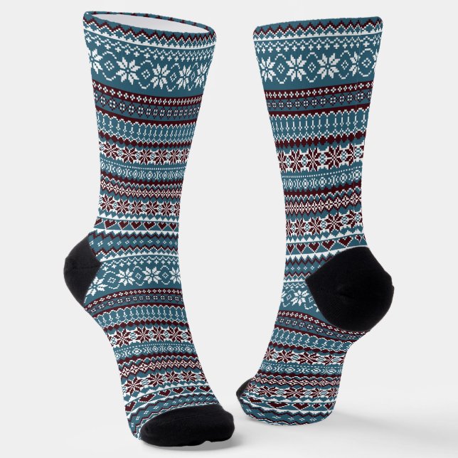 Classic Scandinavian Christmas Sweater Pattern Socken (Gewinkelt)