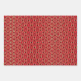 Classic Scarlet Red & Gold 3 Stück Wrap Set Geschenkpapier Set