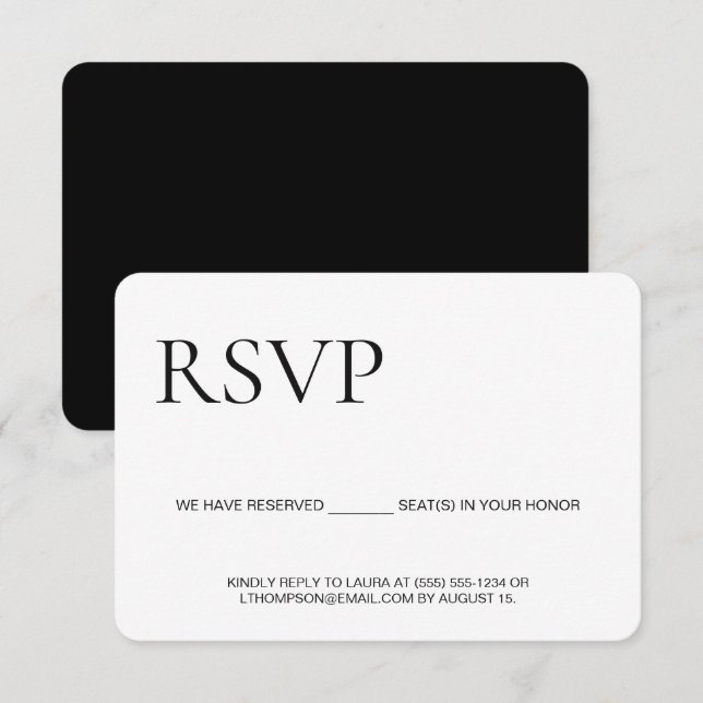 Classic Schriftart UAWG ohne Mailing Reservierung  RSVP Karte (Vorne/Hinten)