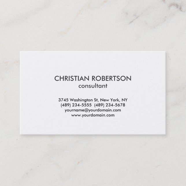 Classic Schwarz-weiß Consultant Business Card Visitenkarte (Vorderseite)
