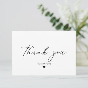Classic Schwarz-weiß Heart Wedding Dankeschön Card Dankeskarte