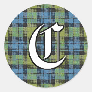 Classic Scottish Campbell Family Tartan Monogram Runder Aufkleber