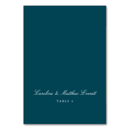 Classic Script Elegant Custom Name Teal Place Card Tischnummer