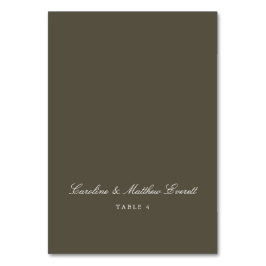 Classic Script Elegant Custom Olive Place Card Tischnummer