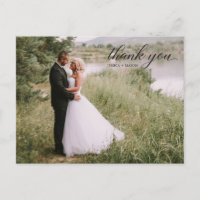 Classic Script Foto Wedding Vielen Dank Postcard