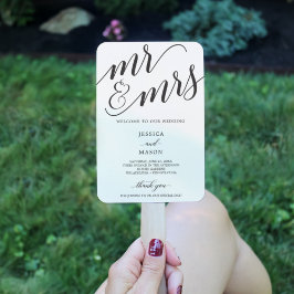 Classic Script Mr. und Mrs. Wedding Program Fan Fächer